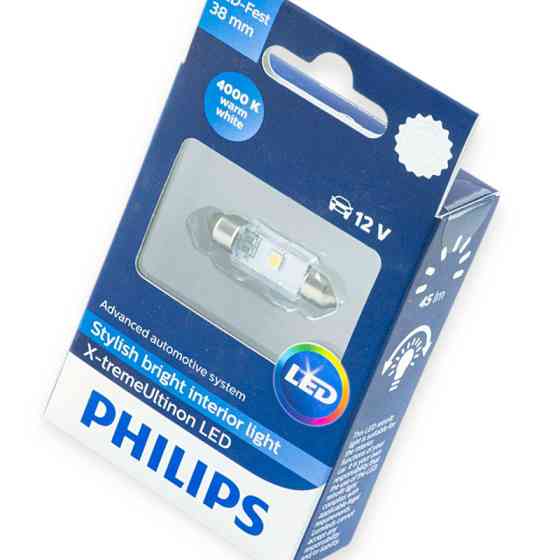 Автолампа AC лазер. 12-10 WHITE 1W 38мм 4000K PHILIPS светодиодная Мукачево
