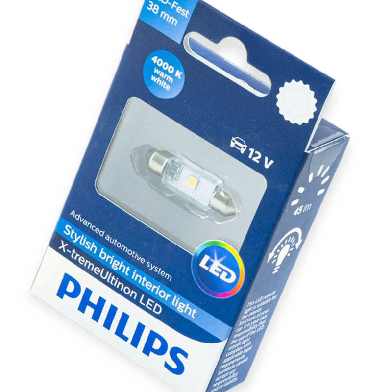 Автолампа AC лазер. 12-10 WHITE 1W 38мм 4000K PHILIPS светодиодная Мукачево - изображение 1