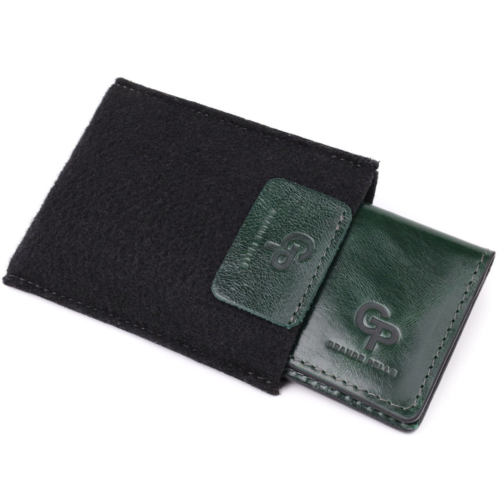 Обкладинка на документи з натуральної гладкої шкіри GRANDE PELLE 22942 Зелений Київ - фото 7