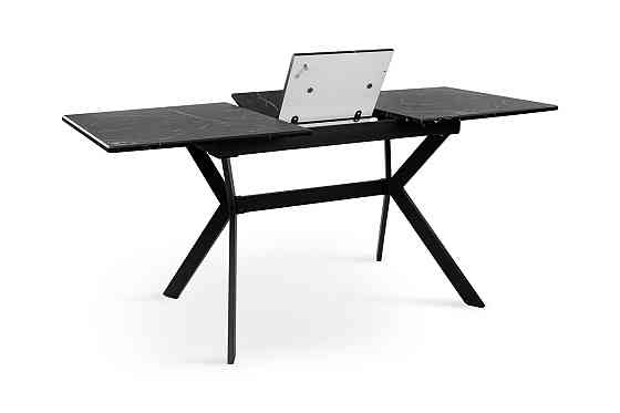 Стіл Хьюстон 130(+40)*77 чорний метал/мрамор чорн Киев