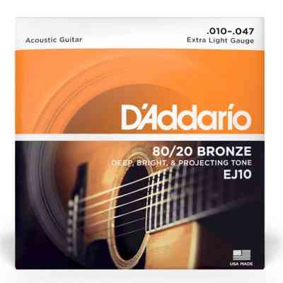 Струны для гитары D'Addario Bronze 80/20 Extra Light (10-47) (EJ10) Винница