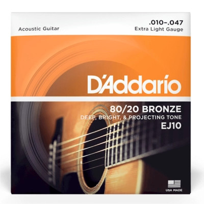 Струны для гитары D'Addario Bronze 80/20 Extra Light (10-47) (EJ10) Винница - изображение 1