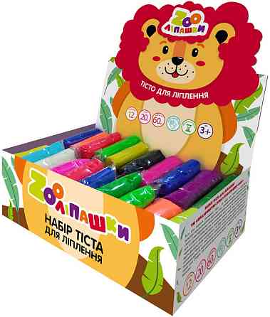 Тісто для ліплення ZOOлипашки шоу-бокс "Лев" ZIRKA 140210 (шоу-бокс 12 кольорів, 60 стиків по 20 г) Вінниця