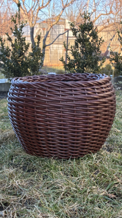 Кашпо з ротангу 12 л (ручна робота), стильний горщик для квітів - червоний клен з джгутиком та косичкою Київ