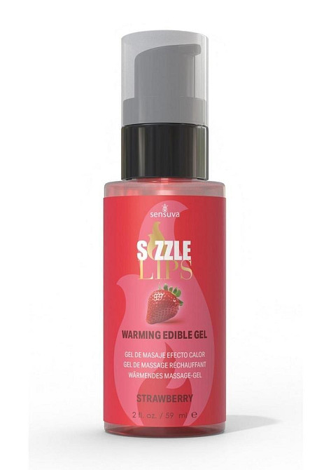 Согревающий массажный гель Sensuva Sizzle Lips Strawberry (59 мл), без сахара, съедобный Sex Aura Киев - изображение 1
