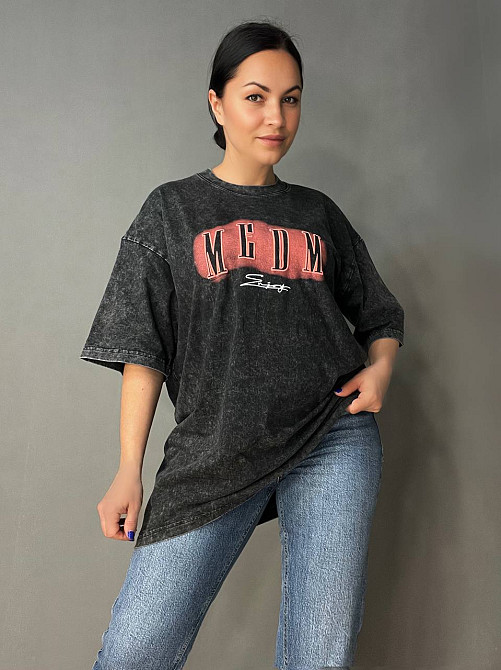 Футболка женская YUJIE YISHANG 160 оверсайз тай-дай большие размеры, черный, one size Киев - изображение 9