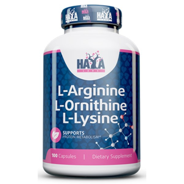 Аргінін, орнітін та лізин Haya Labs L-Arginine L-Ornithine L-Lysine 100 caps Луцьк - фото 1