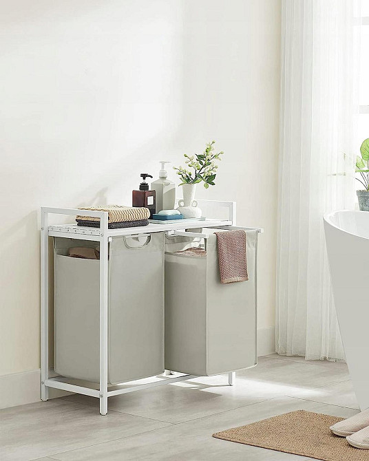 Кошик для білизни Leobert Chariot з двома відділеннями 2 x 46л білий Киев - изображение 5