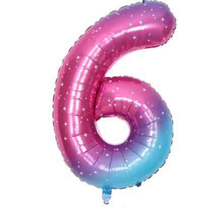 Кулька цифра 6 фольгована з принтом зірок 40 дюймів різнобарвний Київ