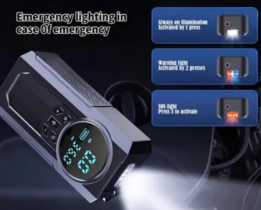 Бустер 4 в 1. Пусковий+бездротовий насос+павербанк+ліхтар 8800 мАг. Киев - изображение 3