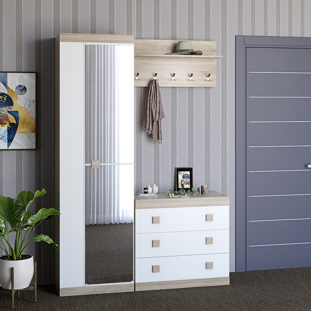 Прихожая Эверест Соната 4 (модульная - 4 элемента) дуб сонома + белый (DTM-2196) Днепр - изображение 1