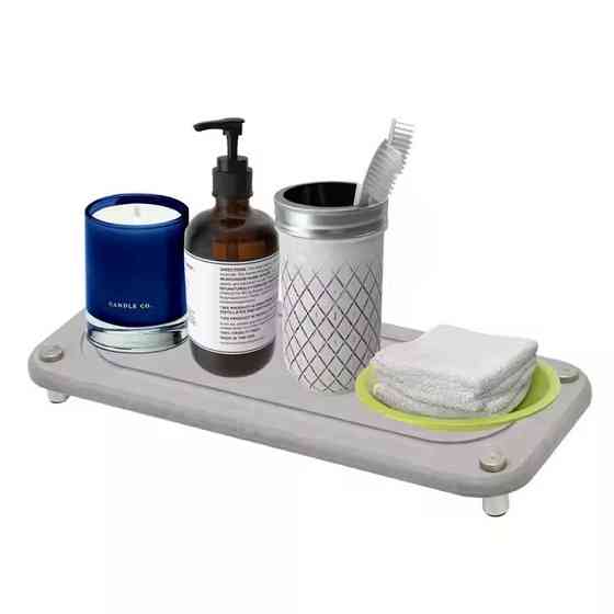 Подставка универсальная для ванной комнаты душа,кухни для принадлежностей каменная из диатомита светло-серая Каменец-Подольский