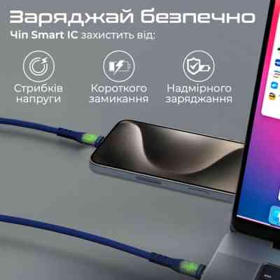 Дата кабель USB-C to USB-C transline-cc200.navy Promate (transline-cc200.navy) Винница