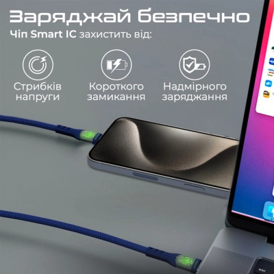 Дата кабель USB-C to USB-C transline-cc200.navy Promate (transline-cc200.navy) Вінниця - фото 6