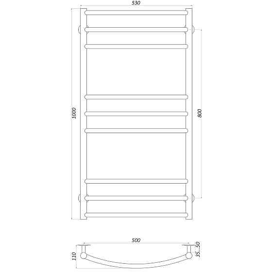 Рушникосушарка UNIO LDE W 1000-500-9 Драбинка Дуга Еліт вода (000020874) Київ
