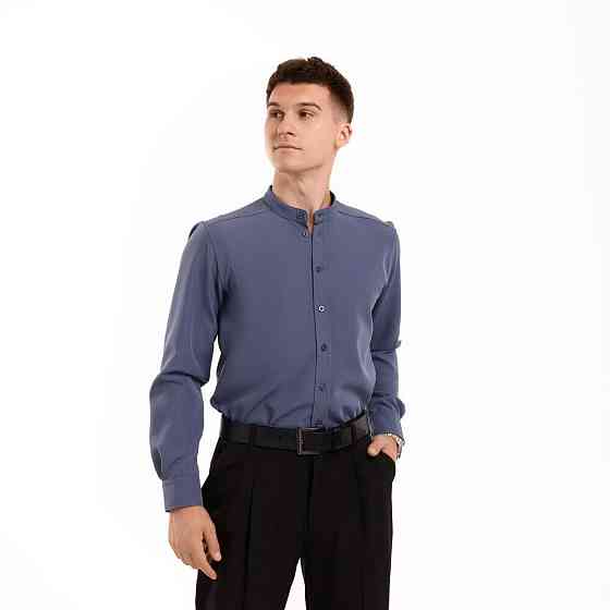 Антрацит темно-серая рубашка для мужчин с длинным рукавом с пуговицами Pobedov Legend Киев