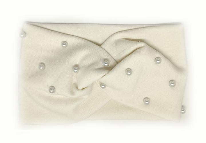 Повязка чалма молочного цвета с бусинами Киев - изображение 1