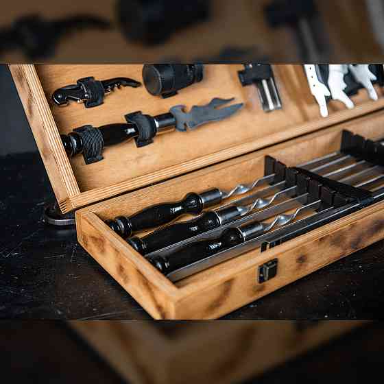 Шампури подарункові набір бокс для пікніка гриля та барбекю Оригінальні Віп подарунки на день народження татові, хлопцю, Тернопіль