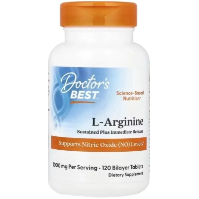 Витаминно-минеральный комплекс Doctor's Best L-Аргинин, 500 мг в каждой, L-Arginine 1000, 120 таблеток (DRB-00200) Винница - изображение 1