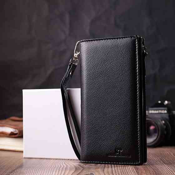 Вертикальний гаманець-клатч унісекс із натуральної шкіри ST Leather 22532 Чорний Київ