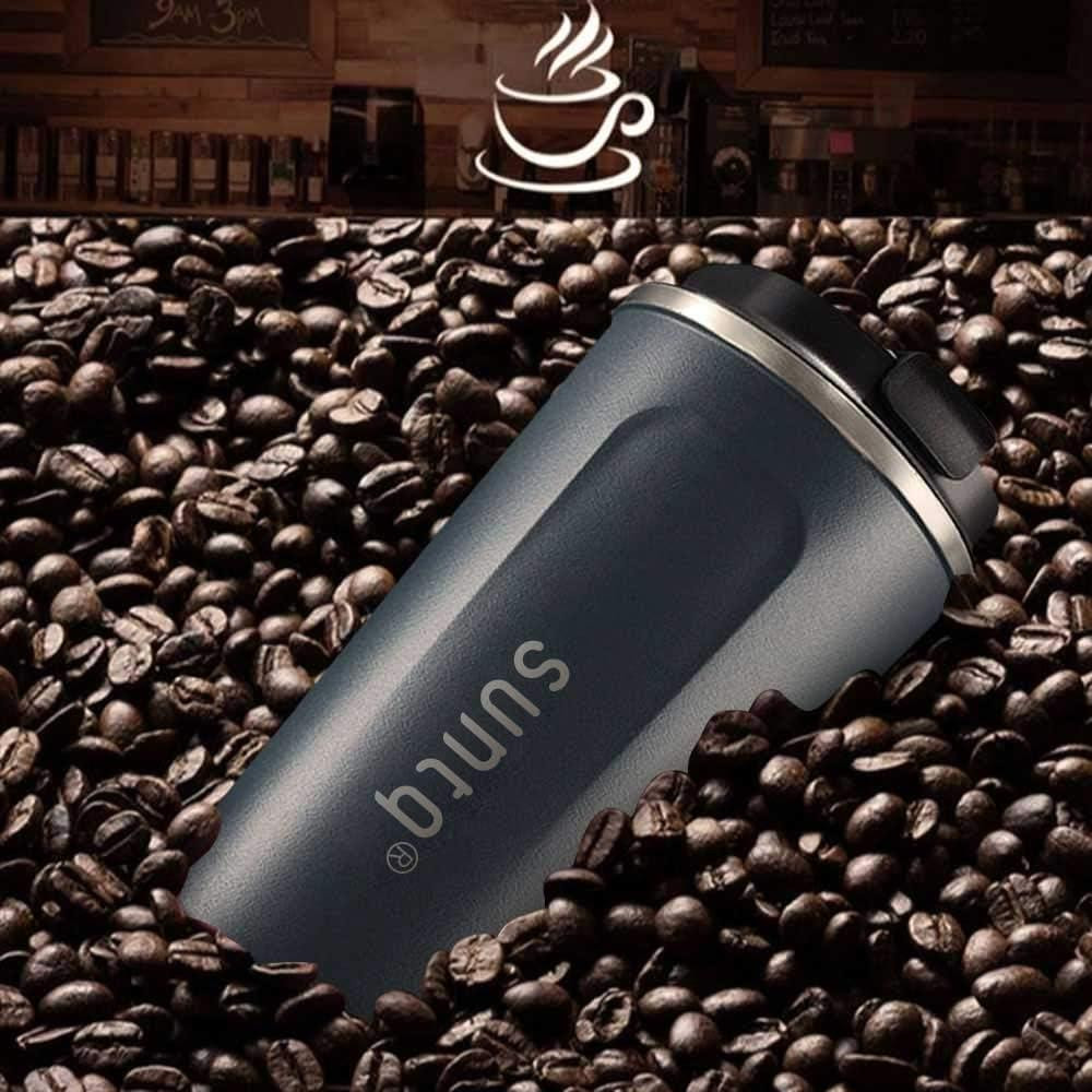 Термочашка Suntq 380 мл з нержавіючої сталі, подвійна ізоляція, темно-синя, кавова кружка, термокружка з герметичною кришкою Київ - фото 7