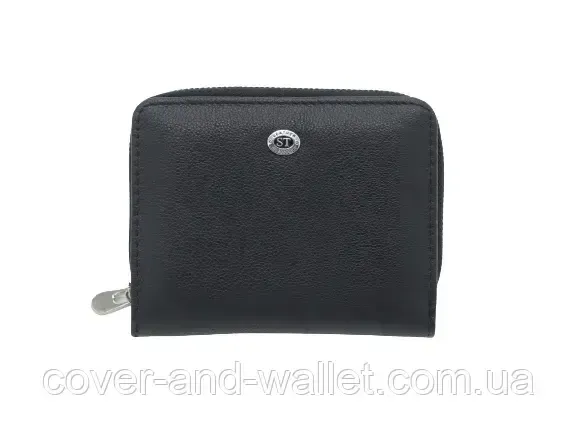 Женский кожаный кошелек черного цвета на магнитах и молнии среднего размера ST 360 Киев - изображение 6