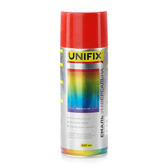 Эмаль акриловая универсальная RAL 3020 Красный гл. 400мл UNIFIX Рівне