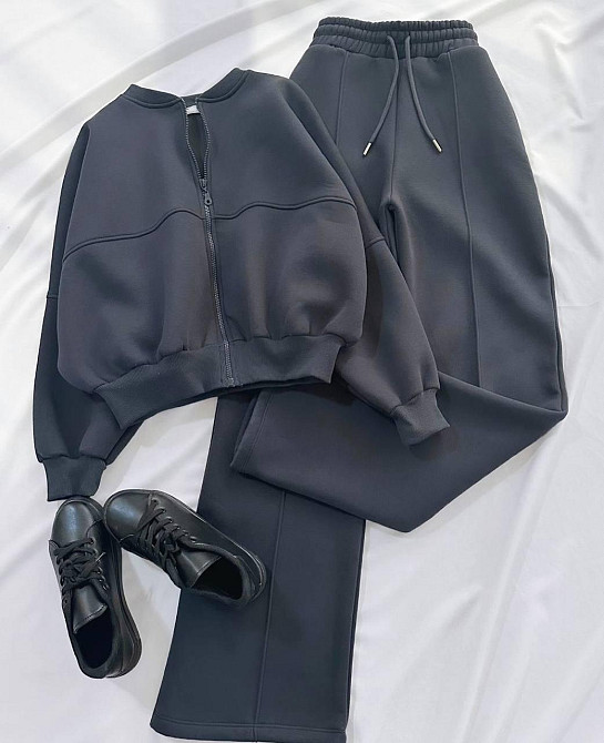 Жіночий костюм-двійка з широкими штанами Графітовий 46/48 Харків - фото 4
