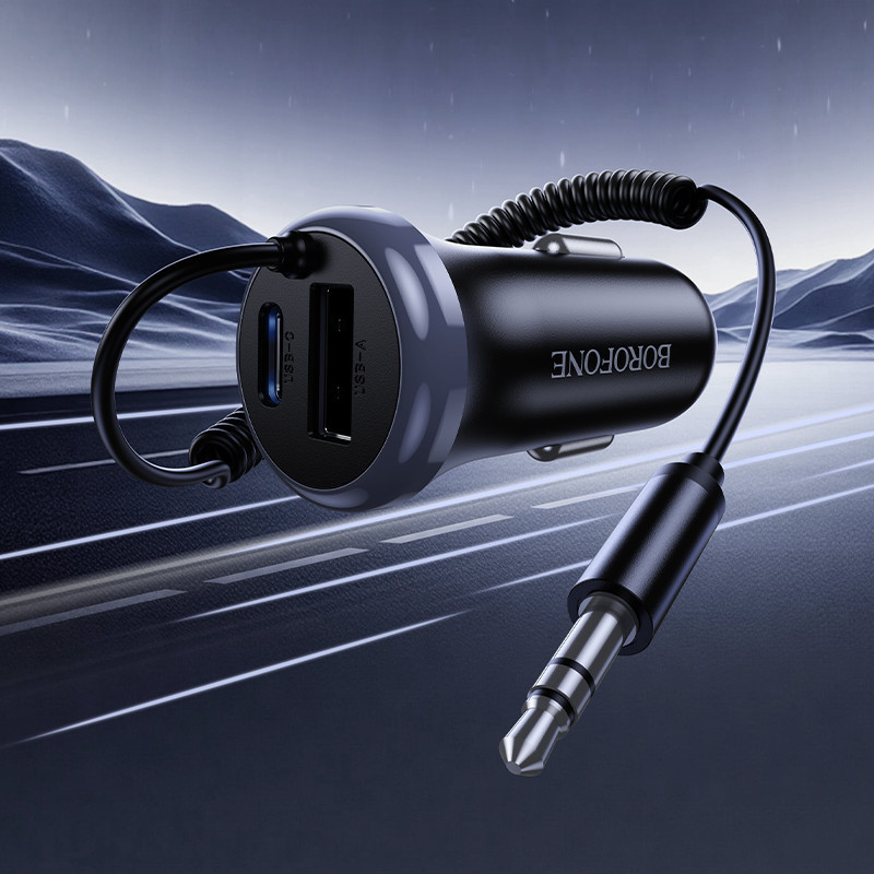 Bluetooth-ресивер BOROFONE BC64 Contento dual-port car BT receiver with built-in cable Black Одесса - изображение 7