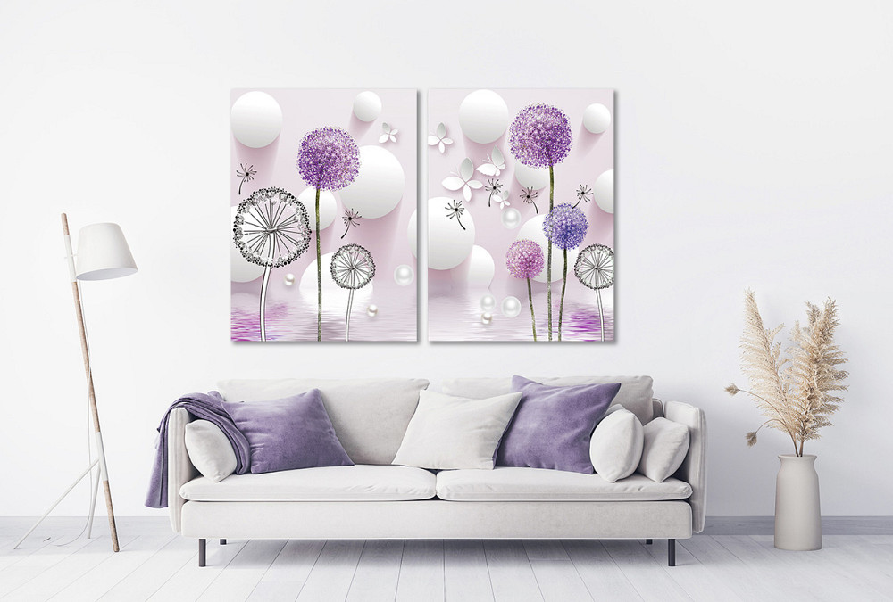 Модульная картина в гостиную / спальню   Білі кульки з Куль-бабами TLV-2_087 70x102 см Киев - изображение 2