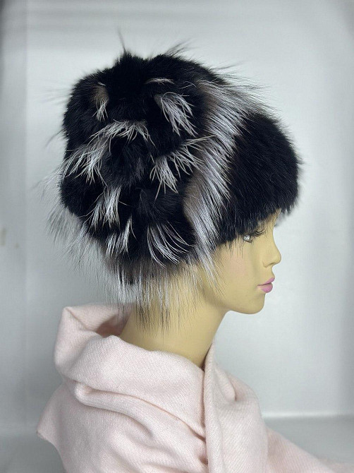 Шапка зимняя меховая женская водопад Милена Черный Харьков - изображение 7