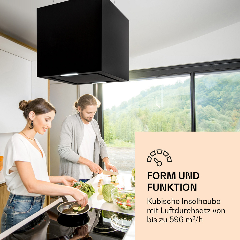 Островная вытяжка с люстрой 596 м³/ч Светодиодная панель EEC A черная (Германия, читать описание) Ровно - изображение 2