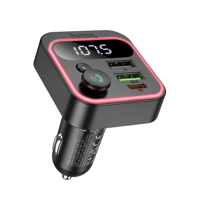 АЗП з FM-модулятором HOCO E85 Tiger PD20W+QC3.0 car BT FM transmitter Black Одеса - фото 1