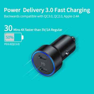 Зарядное устройство Choetech car 2хUSB-C 40W PD black (С0054-BK) Винница