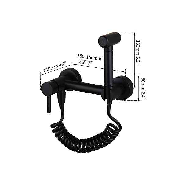 Гигиенический душ для унитаза латунный WanFan смеситель для биде со шлангом Черный Каменец-Подольский