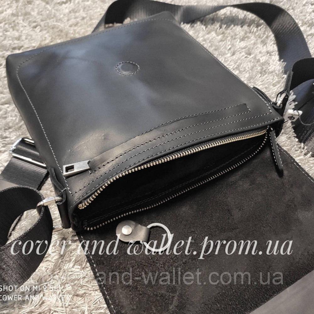 Шкіряна чоловіча сумка месенджер на магнітах ручної роботи Grande Pelle 754110 Київ - фото 4