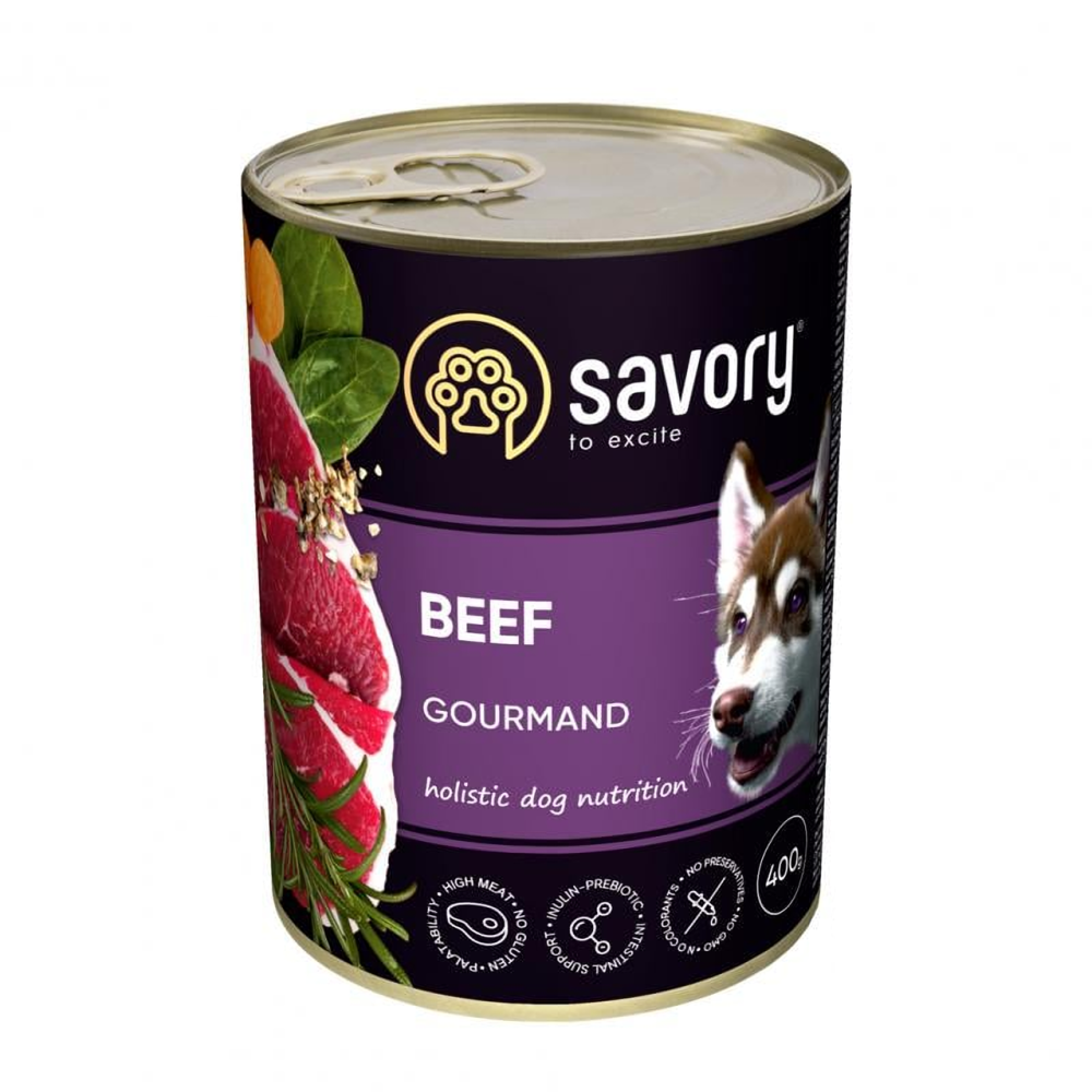 Консервы для собак Сейвори Savory Dog Gourmand с говядиной, 400 г Винница - изображение 1
