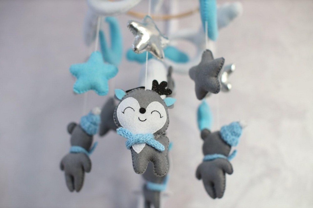 Музичний мобіль WoollyFox «Ведмедик на місяці для хлопчика» з 35 мелодіями Київ - фото 2