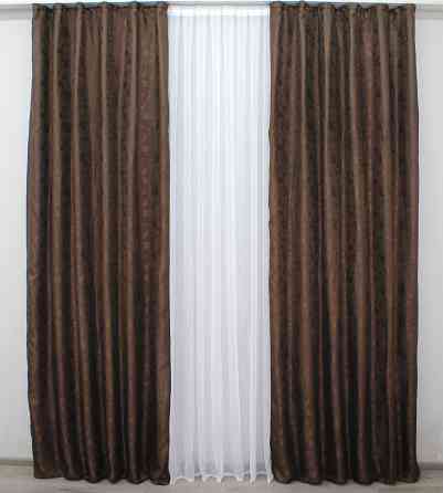 Шторна тканина жакард, колекція "Мармур Al1" колір коричневий 436ш Київ