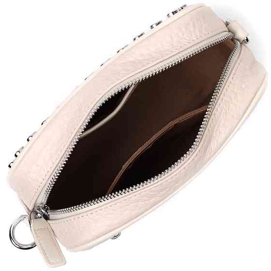 Кожаная сумка декорированная металлическими кнопками Vintage 22334 Белая Киев