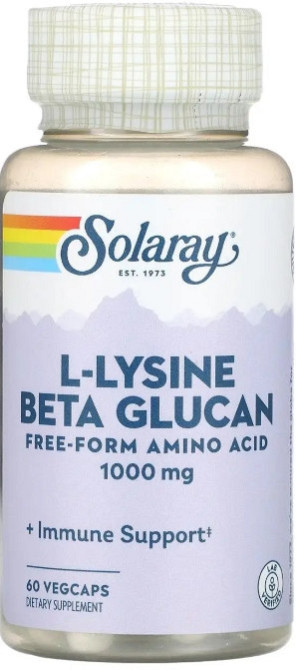 Лізин і бета-глюкан Solaray L-Lysine & Beta Glucan 1000 мг 60 капс Київ - фото 1