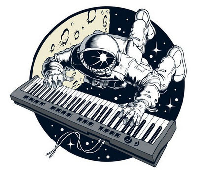 Термонаклейка для одежды музыканта Космонавт на синтезаторе Киев - изображение 1