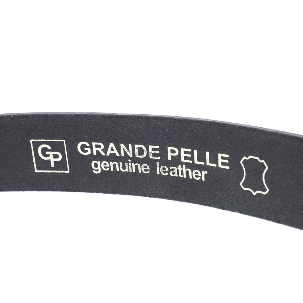 Класичний ремінь брючний для чоловіків з натуральної шкіри Чорний (GRANDE PELLE) Київ - фото 10
