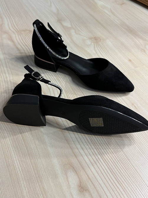 Туфлі жіночі Meideli 023-1 Mary Jane з ремінцем у камінчиках екозамша чорні, 40, 25,5 см Київ - фото 10