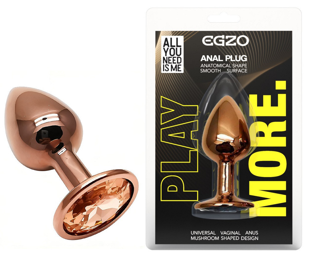Анальна пробка з кристалом EGZO - Dark Gold Round Plug Yellow, size S Sex Aura Київ - фото 1