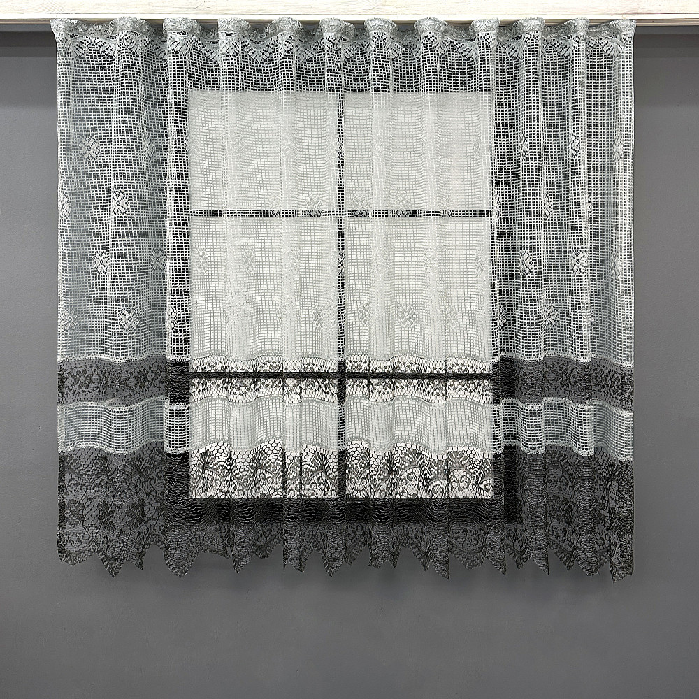 Тюль сетка VR-Textil Juli № 1232т Арка на кухню цвет серый с черным 300х150 см (53-0159) Киев - изображение 2