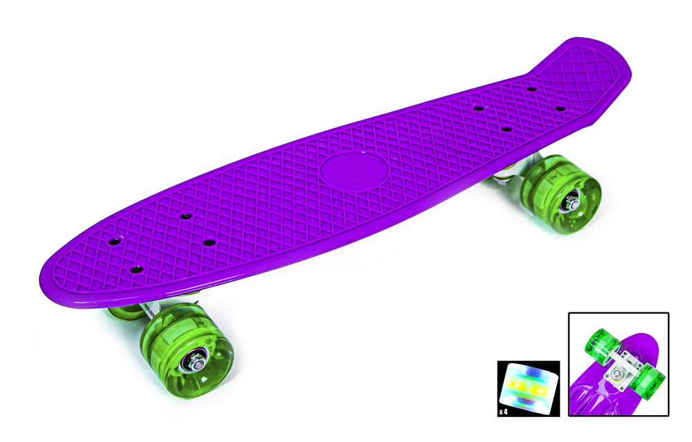 Набір скейтборд Penny Board. VIOLET + захисне екіпірування. Колеса світяться під час катання! Одеса - фото 3