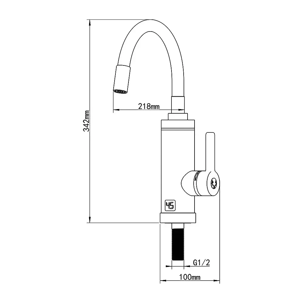Проточний водонагрівач WEZER SDR-G10T для кухні, гнучкий вилив, датчик темп., 3,0 кВт, хром/сірий Київ - фото 4