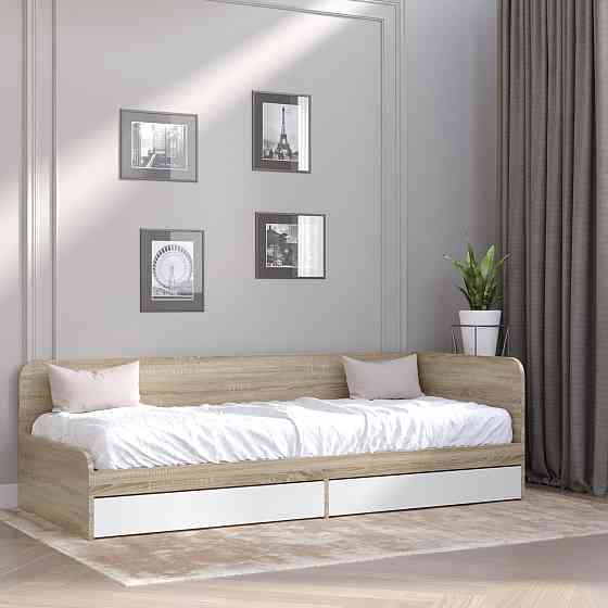 Односпальне ліжко з ящиками Еверест Соната-800 80х190 см дуб сонома/білий (DTM-2109) Львів