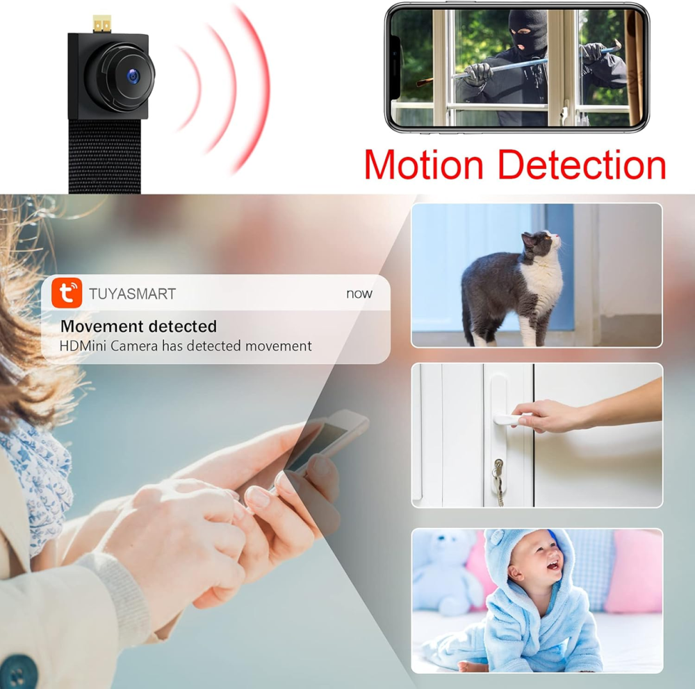 Мини-камера LXMIMI Wi-Fi Full HD 1080P, TuyaSmart, датчик движения, ночное видение, microSD 128 ГБ, 2.4 ГГц Киев - изображение 4